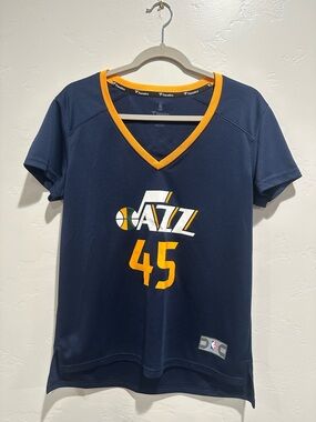 Fanatics Navy V-Neck Jersey Top with Gold Trim